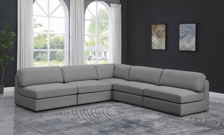 Beckham - Modular Sectional 5 Piece - Gray - Fabric - Modern & Contemporary - Home Elegance USA