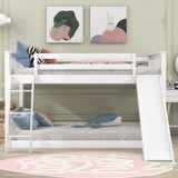 Full over Full Bunk Bed with Convertible Slide and Ladder, White - Home Elegance USA