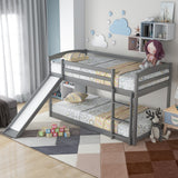 Twin over Twin Bunk Bed with Convertible Slide and Ladder , Gray(Old SKU:WF281725AAE) - Home Elegance USA