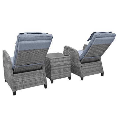 U_Style Outdoor Rattan Two-person Combination With Coffee Table, Adjustable, Suitable For Courtyard, Swimming Pool, Balcony