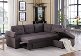 Katie Brown Linen Sleeper Sectional Sofa with Storage Ottoman, Storage Arm - Home Elegance USA