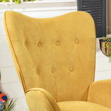 Modern Wingback Accent Armchair Living Room Tufted Fabric Upholstery, YELLOW - Home Elegance USA