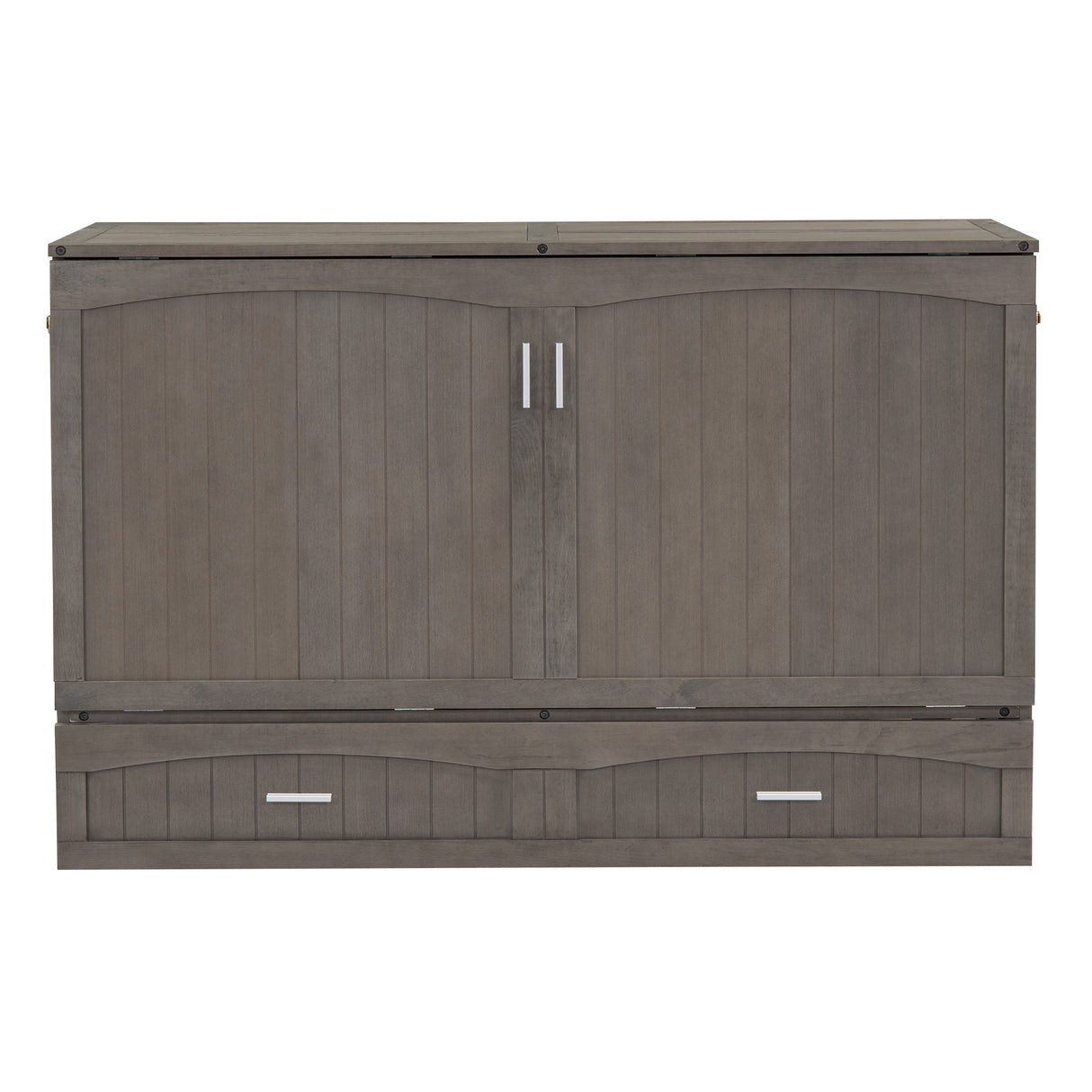 Queen Size Murphy Bed with Built-In Charging Station, Antique Grey(Expected Arrival Time: 8.9) - Home Elegance USA