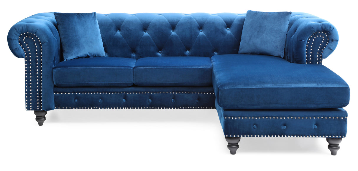 Glory Furniture Nola G0351B-SC Sofa Chaise ( 3 Boxes ) , NAVY BLUE - Home Elegance USA