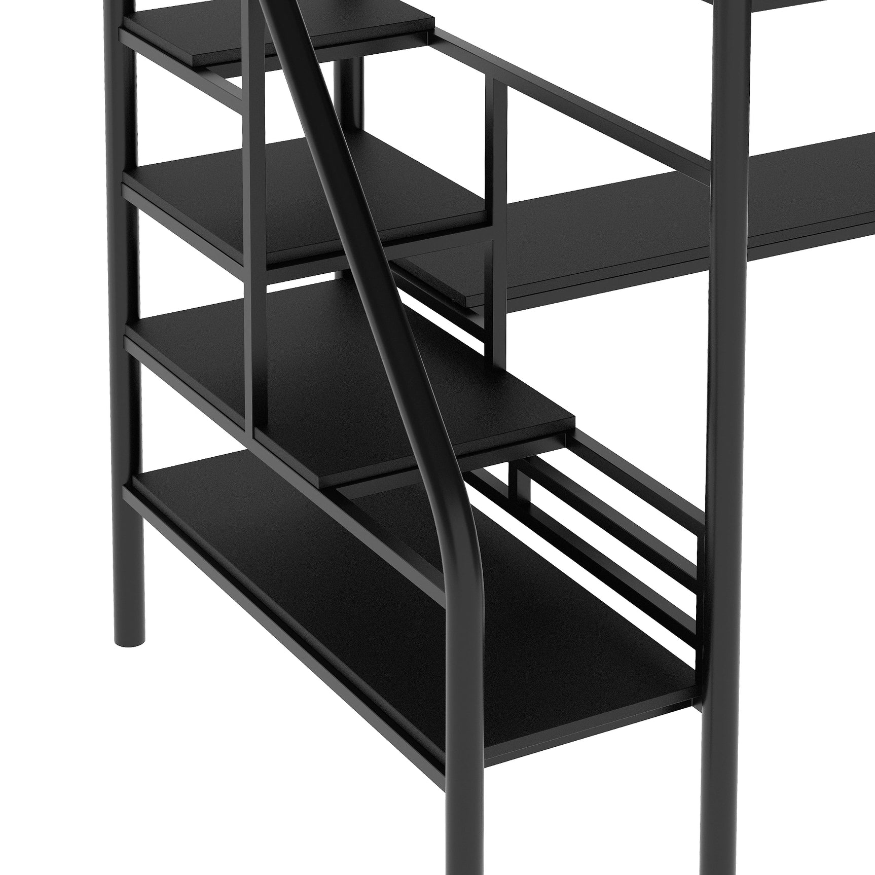 Metal Loft Bed Frame with Desk, No Box Spring Needed,Twin ,Black - Home Elegance USA