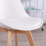 Set of 4 Dining Chairs PU Leather Solid Wood Beech Legs, White - Home Elegance USA