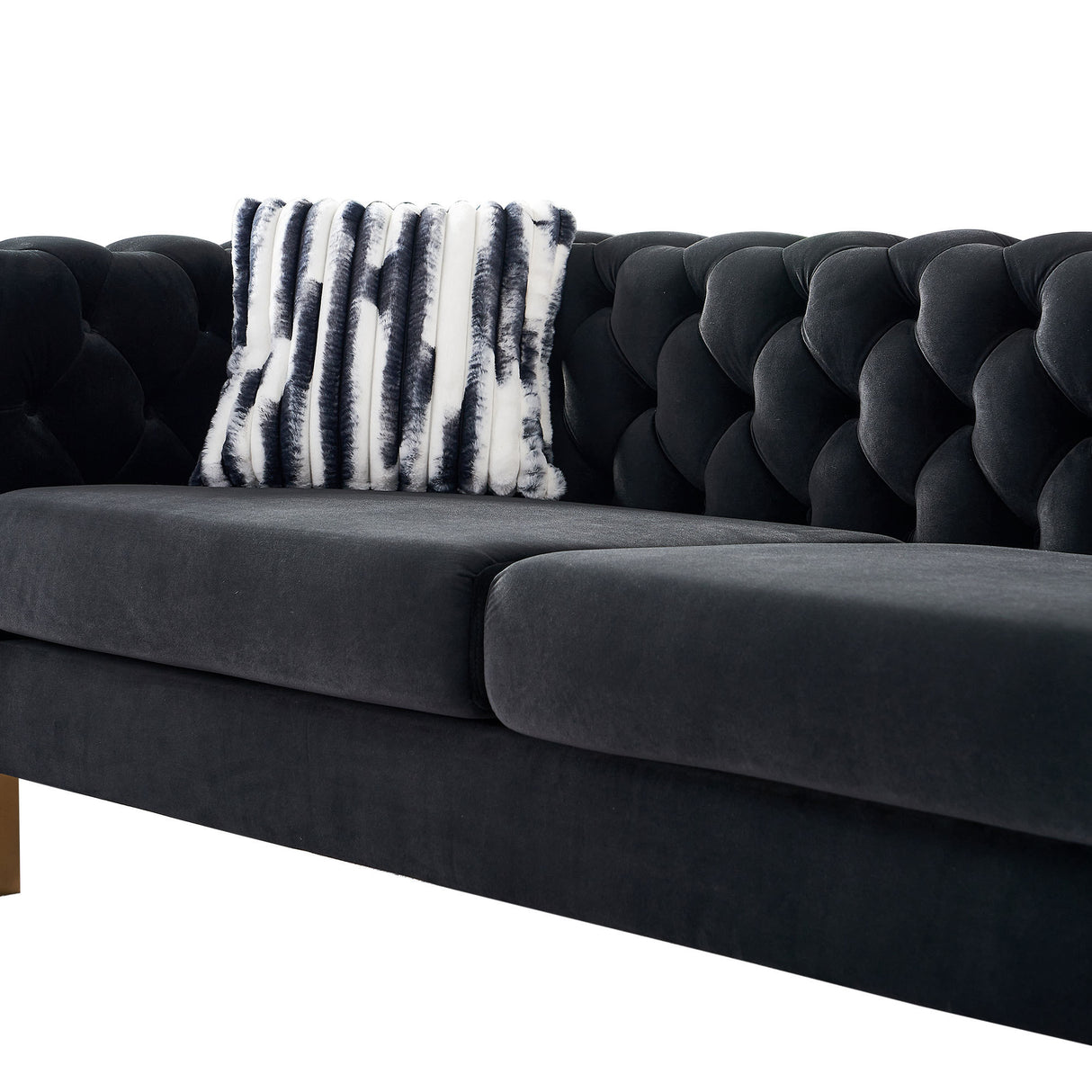 Modern velvet sofa BLACK color - Home Elegance USA