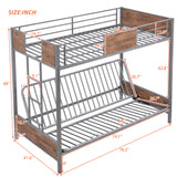 Twin-Over-Futon Bunk Bed, Metal Futon Bunk Bed Frame with Guardrails and Ladder(Gray)(OLD SKU:LP000096AAE) - Home Elegance USA