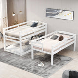 Twin Size Triple Bunk Bed with Storage Staircase,Separate Design,White - Home Elegance USA