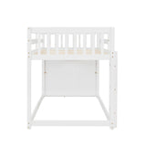 Twin over Twin Bunk Bed with 4 Drawers and 3 Shelves-White（OLD SKU: LP000067AAK） - Home Elegance USA