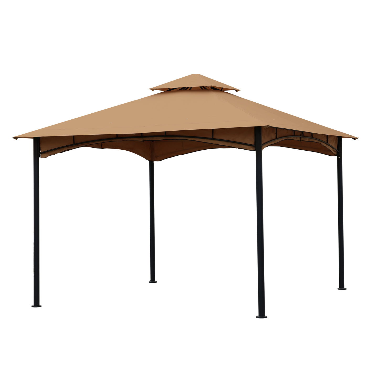 11x11 Ft Outdoor Patio Square Steel Gazebo Canopy With Double Roof For Lawn, Garden, Backyard