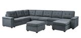 Isla Gray Woven Fabric 9-Seater Sectional Sofa with Ottomans - Home Elegance USA