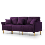 Living Room Sofa Velvet Upholstered Couch Furniture for Home or Office 3-Seat,Purple Home Elegance USA