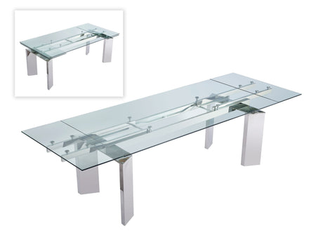 Vig Furniture Modrest Viking - Modern Extendable Glass Dining Table