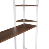 Full Size Metal Loft Bed with 2 Shelves and one Desk ,White (Old SKU: LP000191AAK )