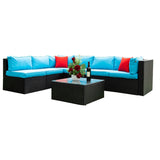 5 Pieces PE Rattan sectional Outdoor Furniture Cushioned U Sofa set with 2 Pillow - W329S00014 - image - 11