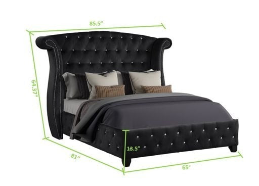 Sophia Upholstery Queen Size Bed Made With Wood in Black Color - Home Elegance USA