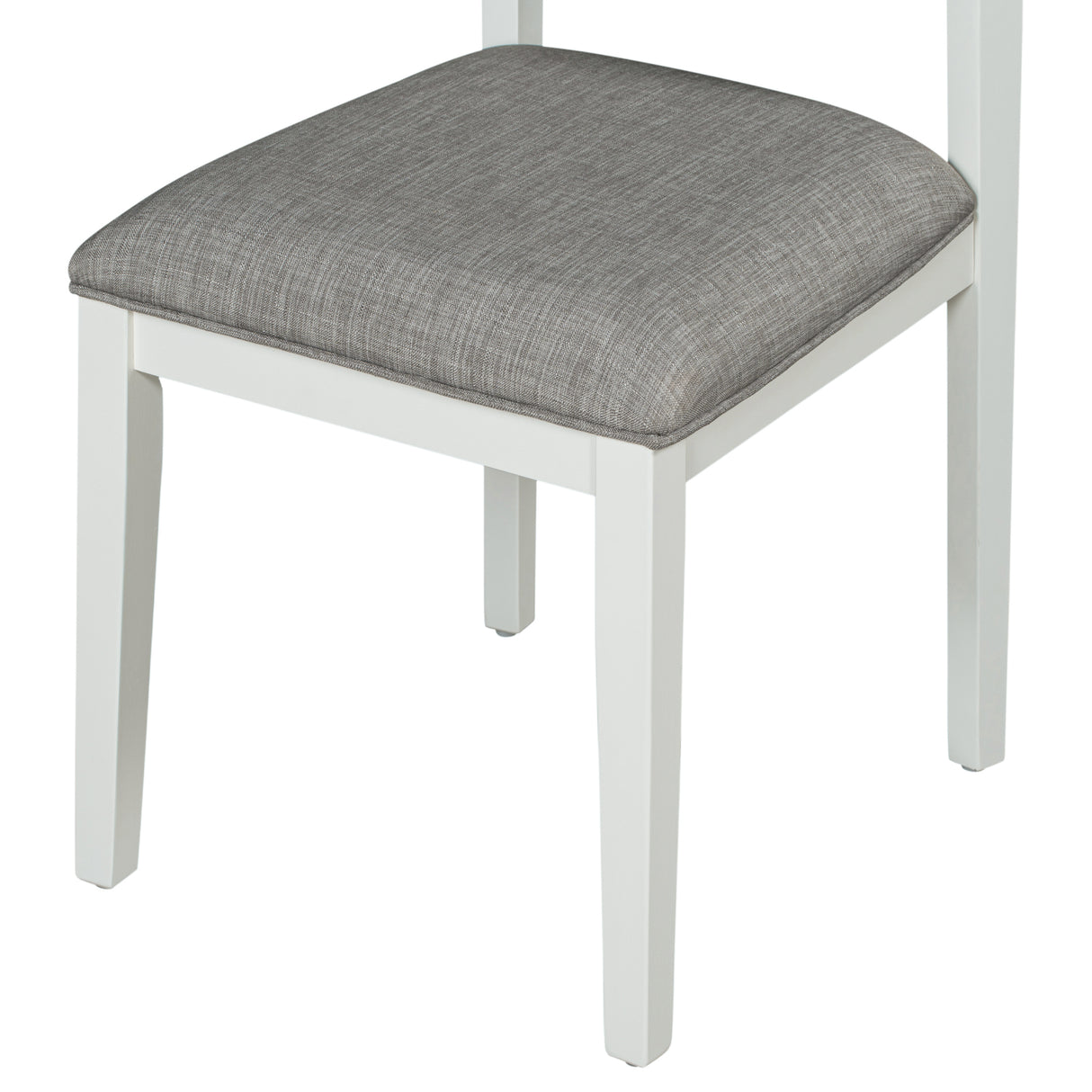 TREXM Classic and Traditional Style 6 - Piece Dining Set, Includes Dining Table, 4 Upholstered Chairs & Bench (White+Gray) - Home Elegance USA
