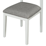TREXM Classic and Traditional Style 6 - Piece Dining Set, Includes Dining Table, 4 Upholstered Chairs & Bench (White+Gray) - Home Elegance USA