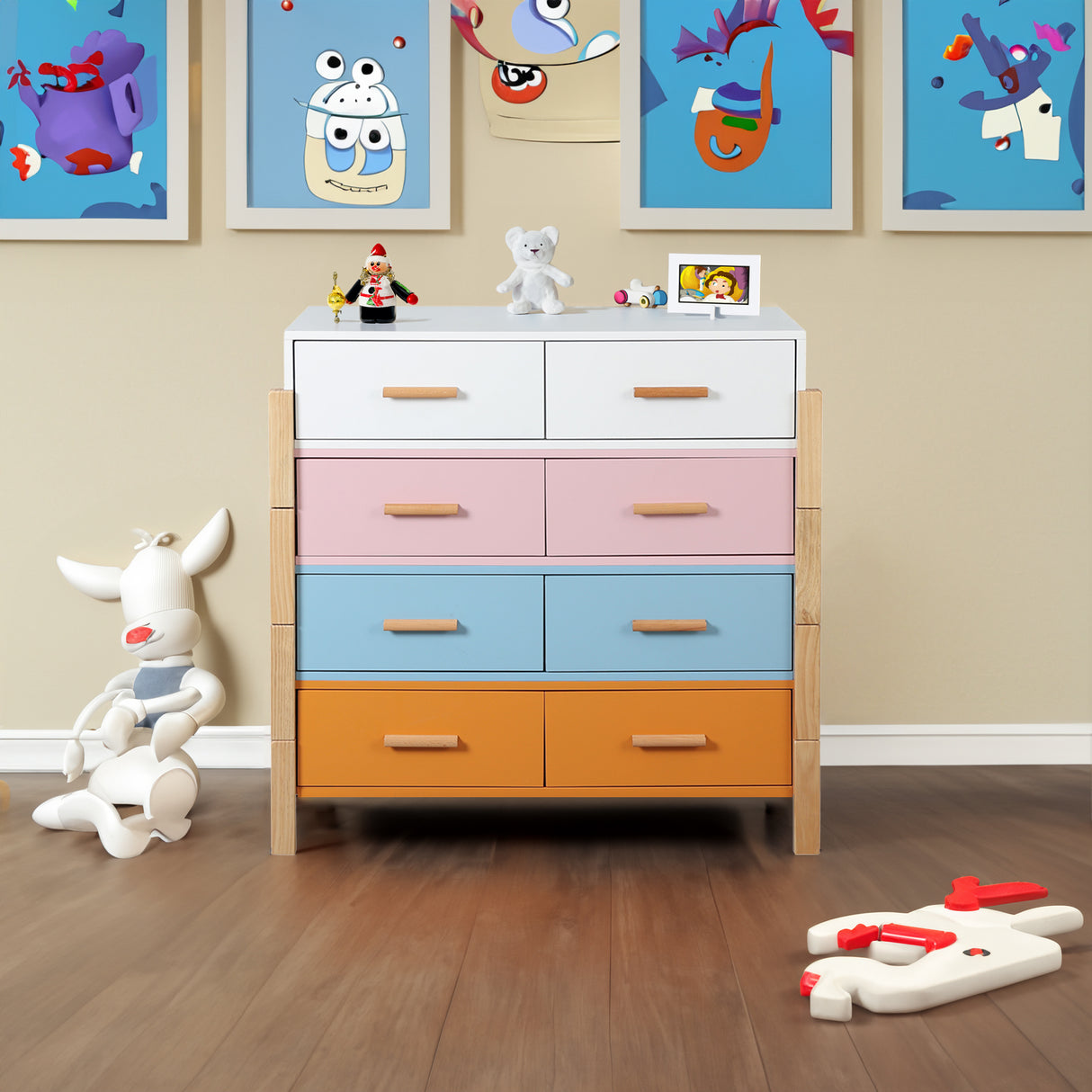 The colorful  free combination cabinet  DRESSER CABINET BAR CABINET, storge cabinet, lockers,Solid woodhandle, can be placed in the living room, bedroom, dining room  color White, blue orange Pink - Home Elegance USA