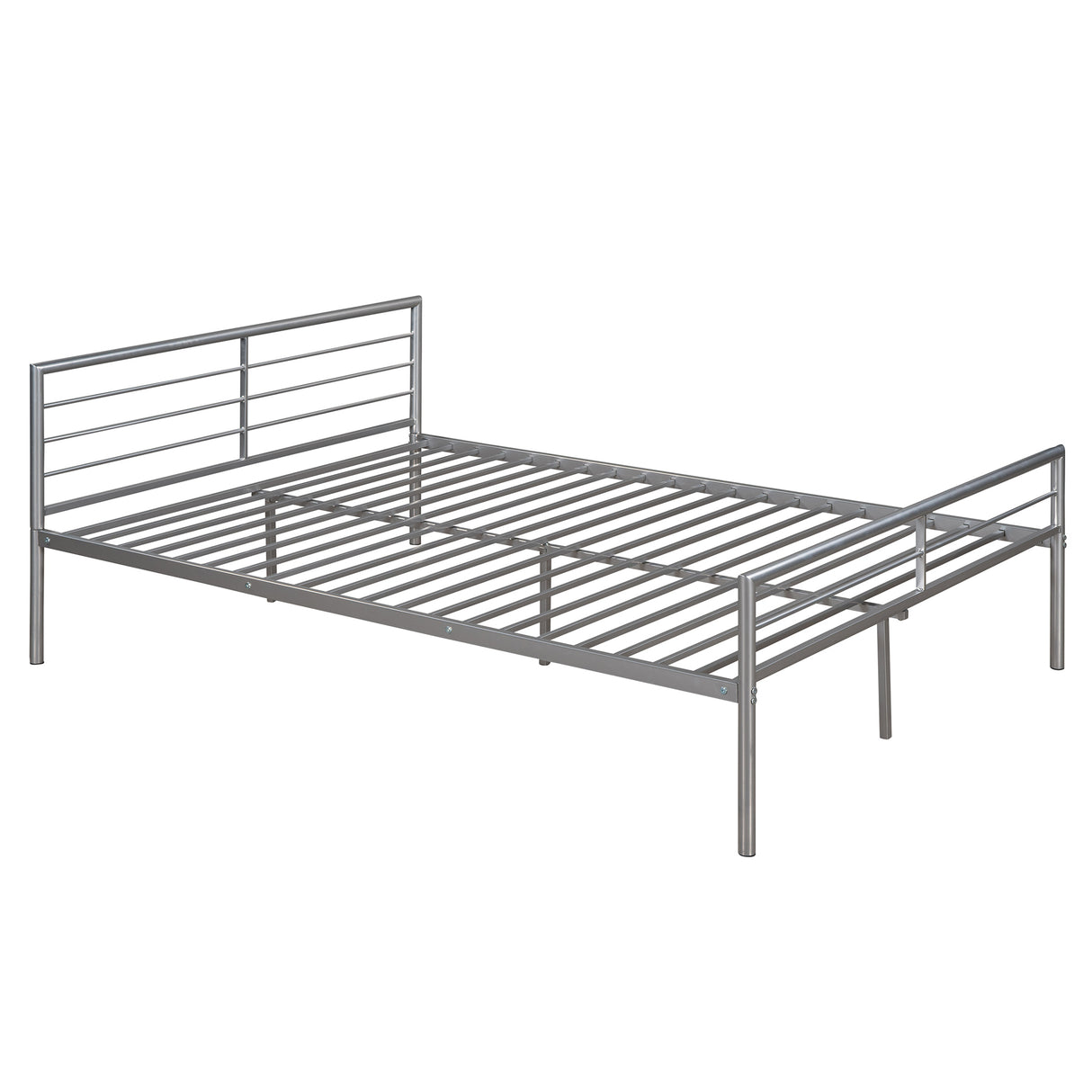 Twin Over Full Metal Bunk Bed with Desk, Ladder and Quality Slats for Bedroom, Metallic Silver（OLD SKU :LP000092AAN） - Home Elegance USA