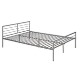 Twin Over Full Metal Bunk Bed with Desk, Ladder and Quality Slats for Bedroom, Metallic Silver（OLD SKU :LP000092AAN） - Home Elegance USA