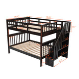 Stairway Full-Over-Full Bunk Bed with Storage and Guard Rail for Bedroom, Dorm, Espresso (OLD SKU:LP000110AAP) - Home Elegance USA