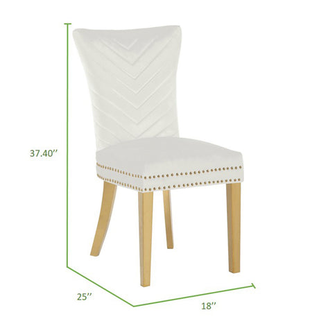 Eva 2 Piece Gold Legs Dining Chairs Finished with Velvet Fabric in Beige - Home Elegance USA