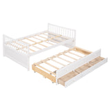 Full size Daybed with Twin size Trundle and Drawers, Full Size, White