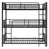 Twin Size Triple Metal Bunk Bed, with Wood Decoration Headboard and Footboard, Brown - Home Elegance USA