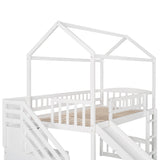 Twin Loft Bed with Two Drawers and Slide, House Bed with Slide, White (Old SKU: LP000130AAK) - Home Elegance USA