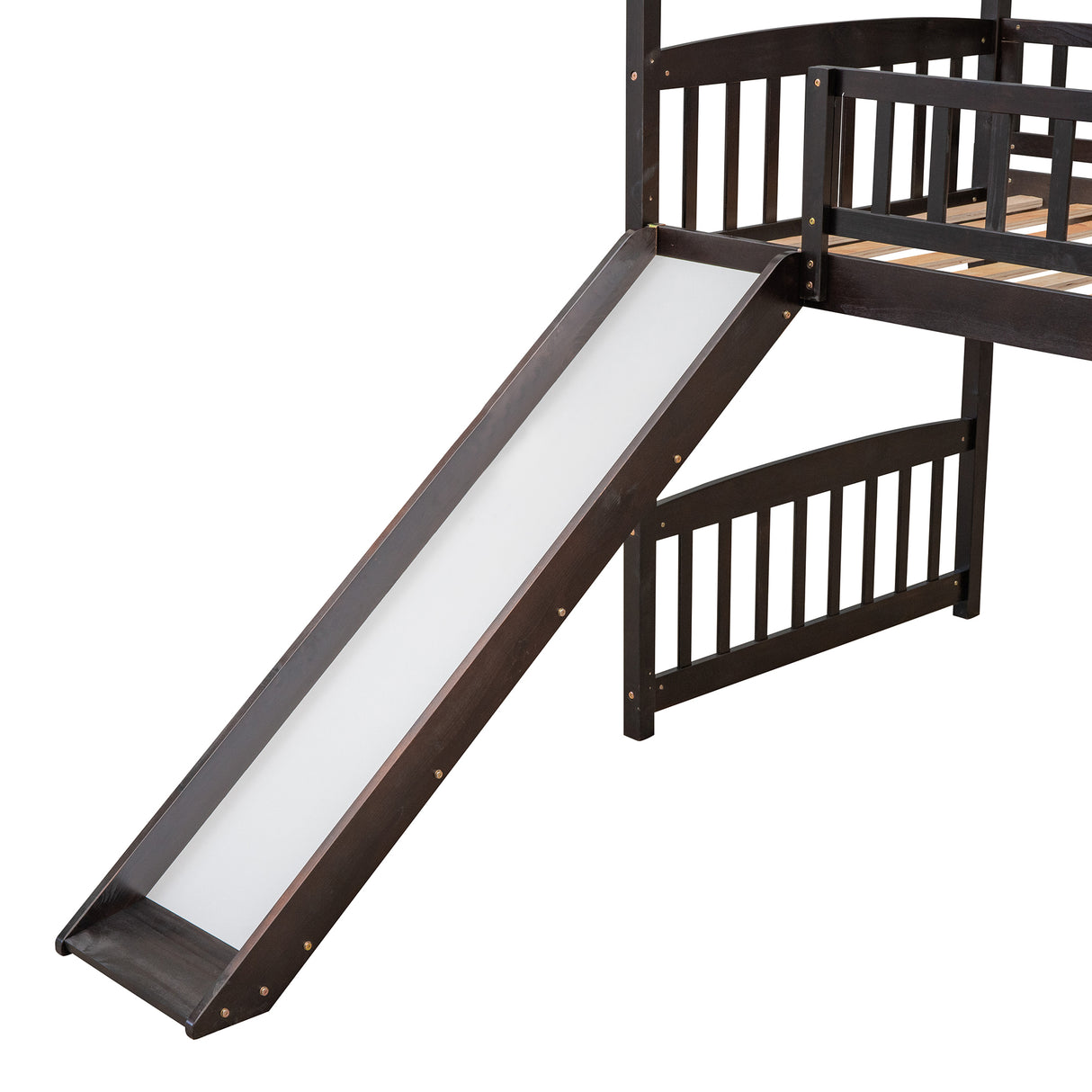 Twin Loft Bed with Slide, House Bed with Slide,Espresso(OLD SKU :LT000212AAP) - Home Elegance USA