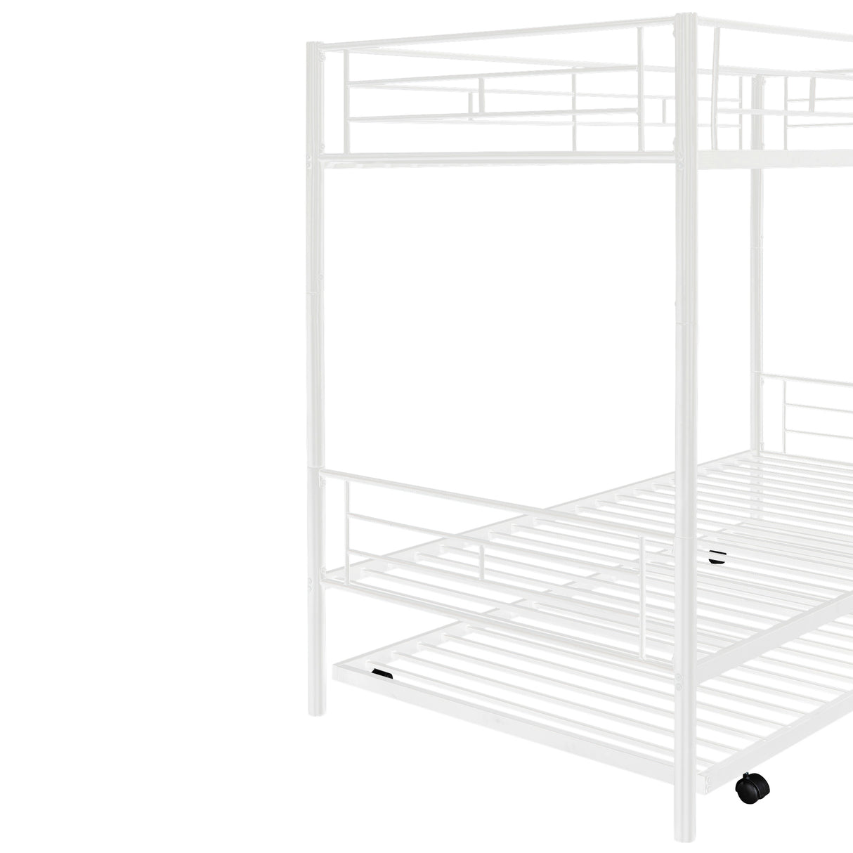 Twin-Over-Twin Metal Bunk Bed With Trundle,Can be Divided into two beds,No Box Spring needed ,White ( old sku: MF194806AAK ) - Home Elegance USA