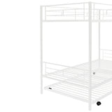 Twin-Over-Twin Metal Bunk Bed With Trundle,Can be Divided into two beds,No Box Spring needed ,White ( old sku: MF194806AAK ) - Home Elegance USA