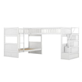 Twin over Twin Wooden L-Shaped Bunk Bed with Ladder and Stairway,White(OLD SKU:SM000303AAK-1) - Home Elegance USA