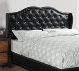 Queen Size Bed 1pc Bed Set Black Faux Leather Upholstered Wingback Design Bed Frame Headboard Bedroom Furniture Tufted Upholstered - Home Elegance USA