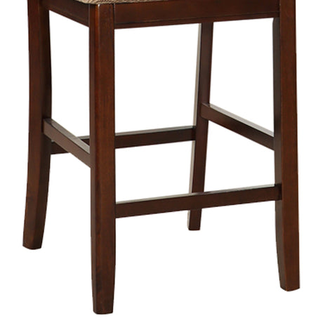 Contemporary Dining Room Counter height 5pc Dining Set Round Table w Leaf & 4x Side Chairs Dark Rosy Brown Finish Solid wood - Home Elegance USA