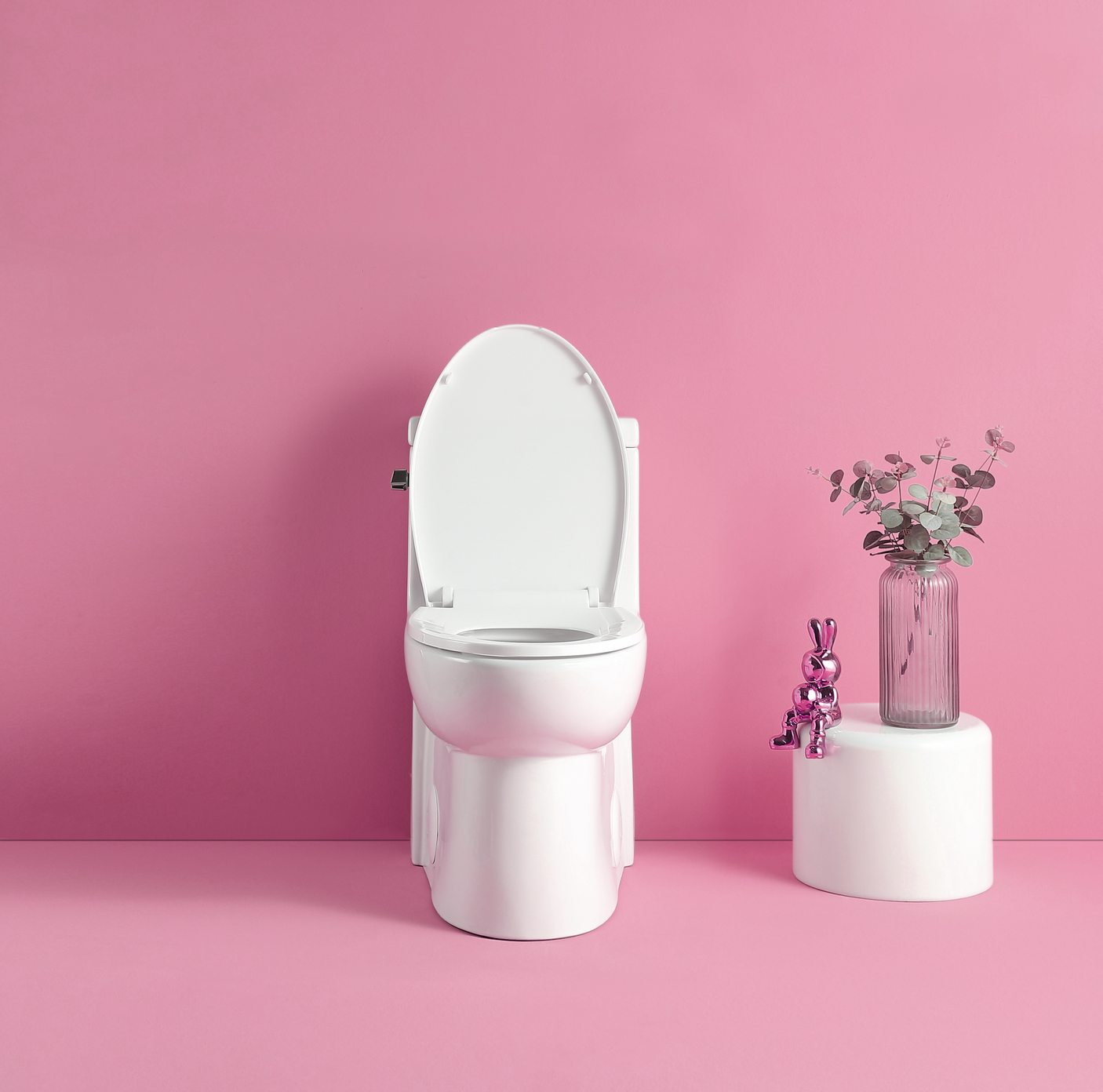 15 1/8 Inch 1.28 GPF 1-Piece Elongated Toilet with Soft-Close Seat - Gloss White  23T03-GW