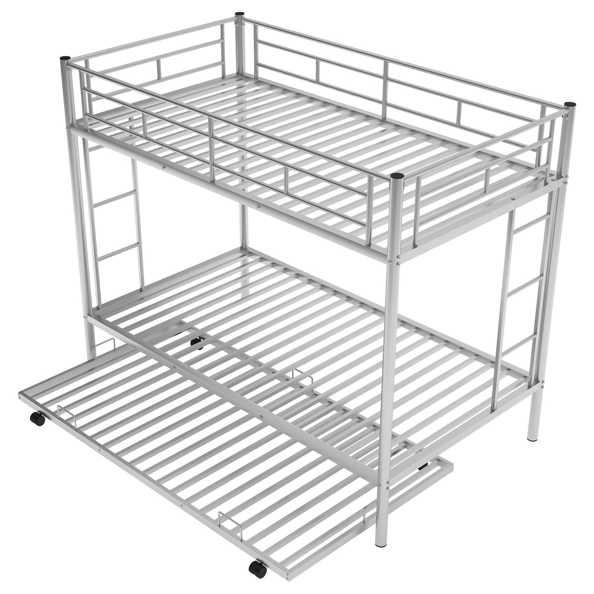 Twin over Twin Bunk Bed with Trundle, Silver(OLD SKU:MF192387AAN) - Home Elegance USA