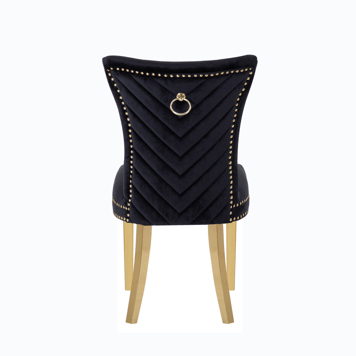 Eva 2 Piece Gold Legs Dining Chairs Finished with Velvet Fabric in Black - Home Elegance USA