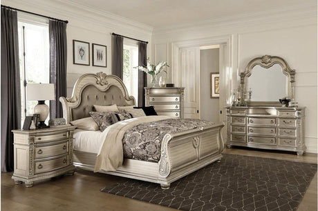Cavalier Eastern King Bed In Silver - | Homelegance