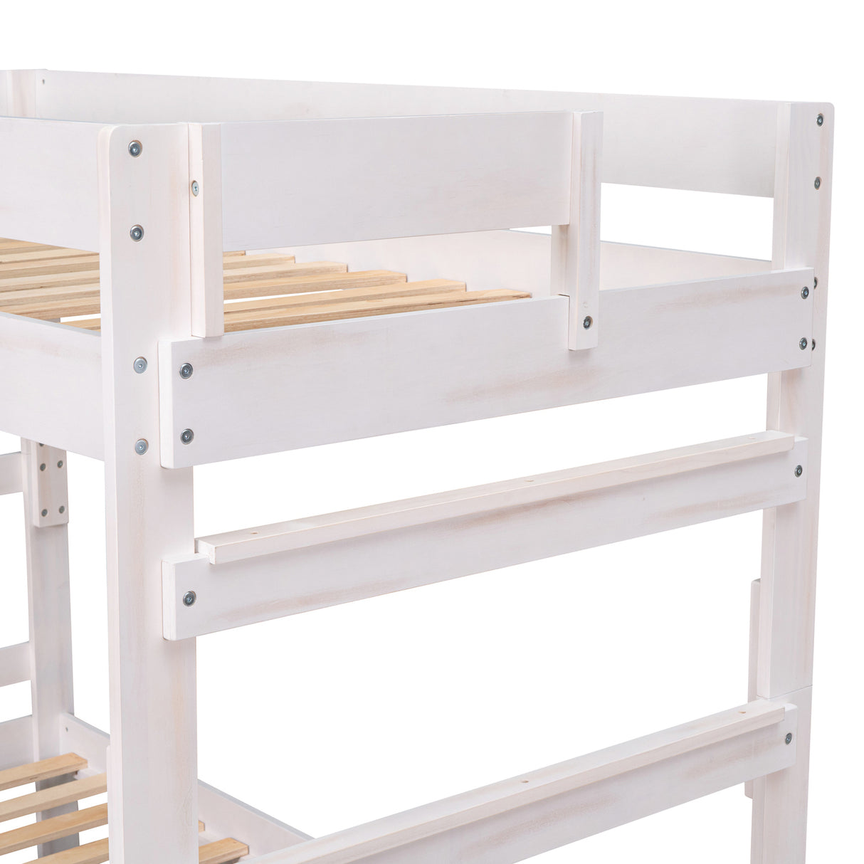 Twin over Twin Wood Bunk Bed with 2 Drawers, White - Home Elegance USA