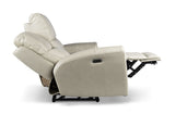 Contemporary Leather Collection - Power Leg Rest, Articulating Headrest - USB Charging, Home Button - Ivory Dual Reclining Sofa, Stylish and Convenient Home Elegance USA