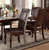 Traditional Style Dining Room Table w Leaf 2x Armchairs and 6x Side Chairs Dining 9pc Set Brown Cherry Finish Upholstered Seat Wooden Furniture