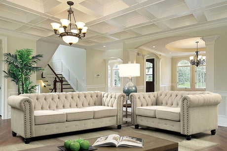 Winifred - Sofa & Love Seat & Chair - Ivory - Home Elegance USA