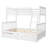 Twin-Over-Full Bunk Bed with Ladders and Two Storage Drawers (White) ( old sku:LT000165AAK） - Home Elegance USA