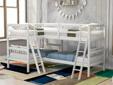 L-Shaped Bunk Bed with Ladder,Twin Size-Gray(OLD SKU :LP000020AAK) - Home Elegance USA