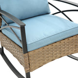 3pcs rocking rattan set wholesale leisure chair outdoor rattan rocking chair set