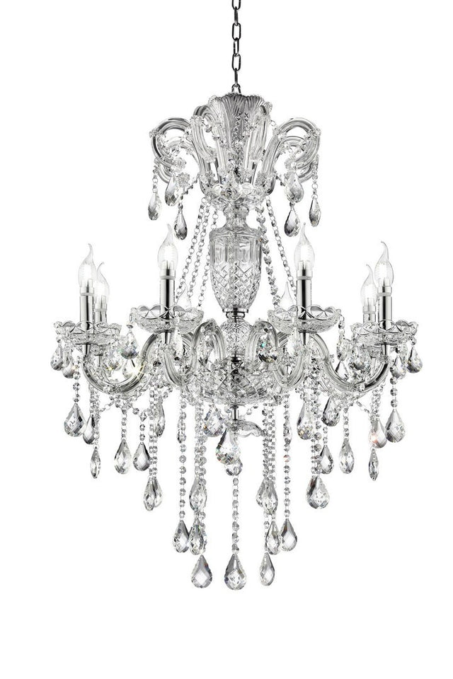 37" In Eilish Silver Crystal 8 - Led Light Chandelier | Home Elegance USA