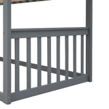 Twin Over Twin House Bunk Bed With Ladder, Wood Bed-Gray - Home Elegance USA